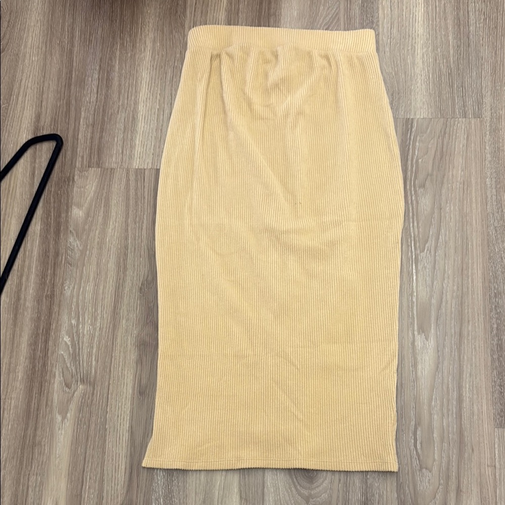 EGUC Maternity Elegant Tan Ribbed Skirt